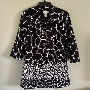 Carmen Womens Black and White Animal Print Dress Jacket Coat Size SMALL